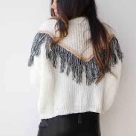 vestique Sweaters - boutique style for spring fun fringe playful warm layers sweater - LG